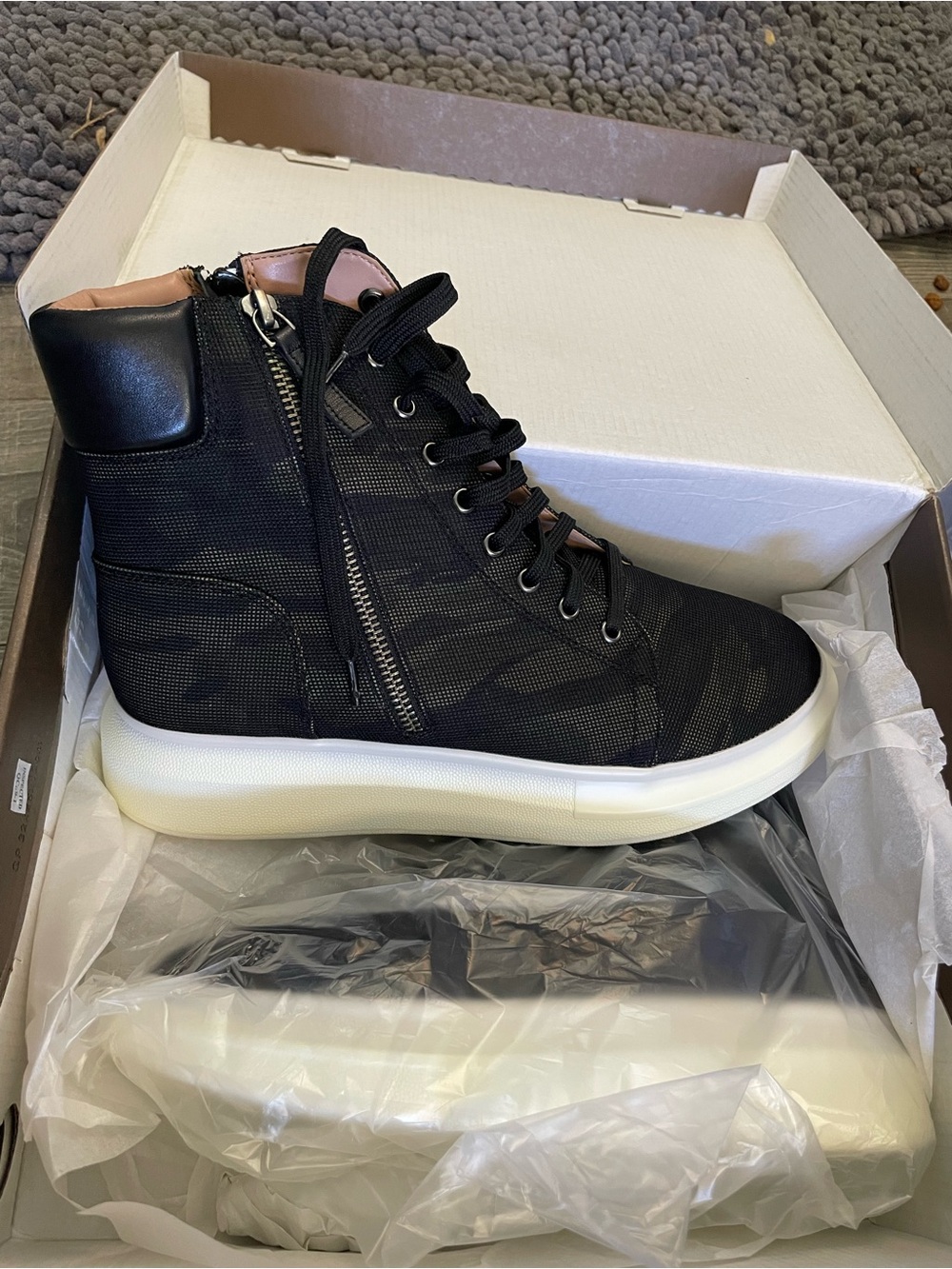 Paolo Black High-Top Sneakers with White Sole